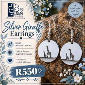 D&N Silver Giraffe Earrings