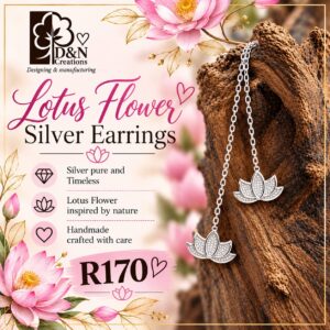 D&N Lotus Flower Silver Earrings
