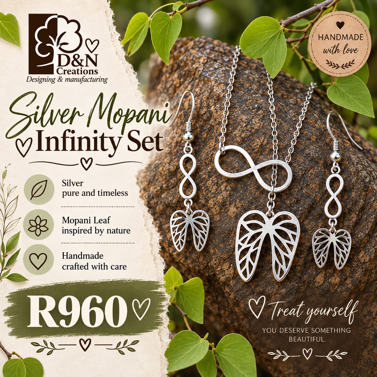 D&N Silver Mopani Infinity Set