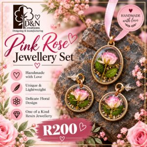 D&N Pink Rose Jewellery Set